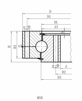 (HSB系列)單排四點(diǎn)接觸球式回轉(zhuǎn)支承無齒
